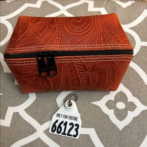 HOLY COW COUTURE Leather Mini Buckeroo Organizer HCC Fireman Orange